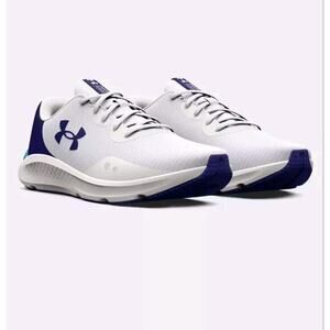 Under ARMOUR Charged Pursuit 3 TECH Men's Size 11.5 White Blue Gym Running Train